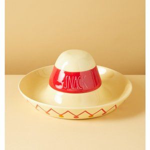 Rae Dunn Sombrero "Snack" Chip and Dip Platter. 13" x 7" H with lid. Free Ship